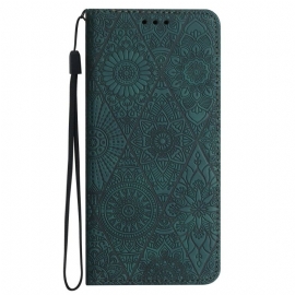 Peněženková Pouzdra Samsung Galaxy A16 5g Kryty Na Mobil Květinový Vzor A Popruh