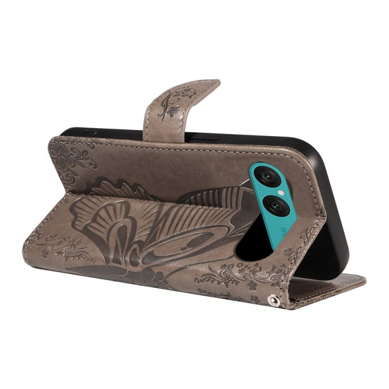 Kožený Kryt Na Sony Xperia 10 Vii Grafický Motýl