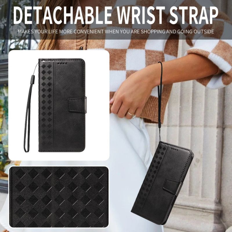 Kožený Kryt Na Sony Xperia 10 Vii Kosočtvercový Vzor