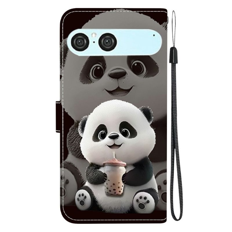Kožený Kryt Na Sony Xperia 10 Vii Panda S Kojeneckou Lahví
