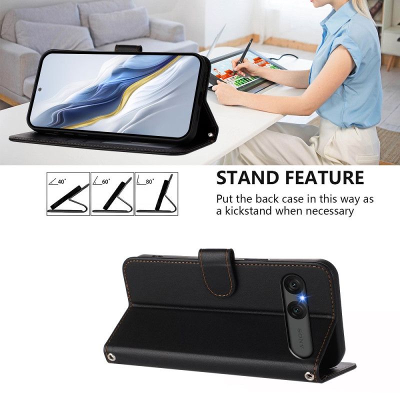 Kožený Kryt Sony Xperia 10 Vii Jednoduchá Umělá Kůže