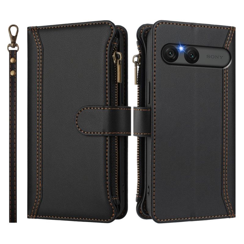 Kožený Kryt Sony Xperia 10 Vii Slot Na 9 Karet Peněženka