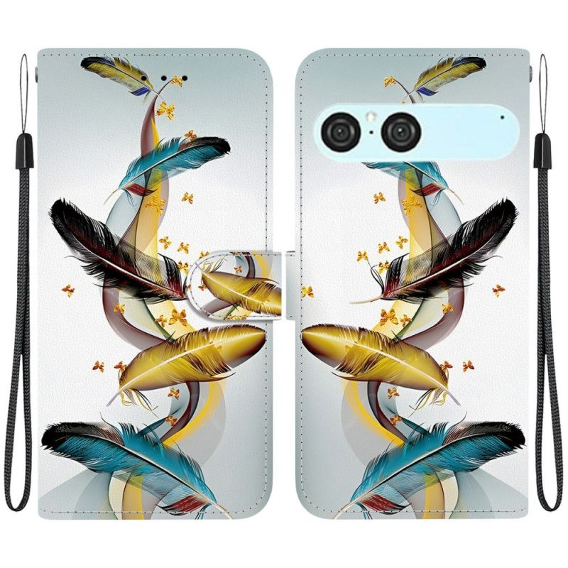 Kožený Kryt Sony Xperia 10 Vii Zlaté Peří