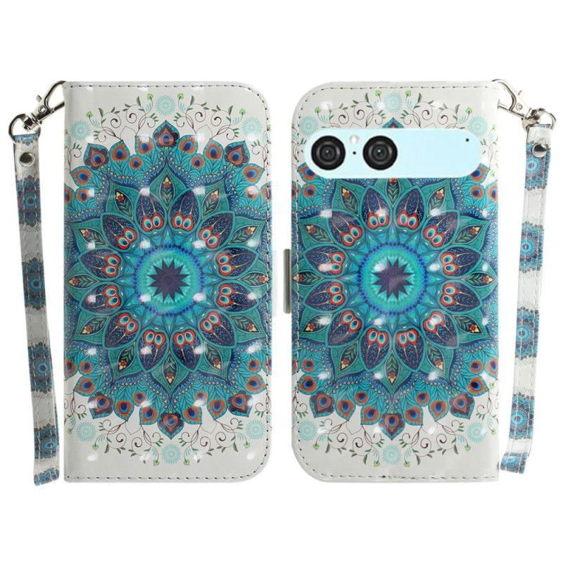 Kožený Kryt Sony Xperia 10 Vii Šňůrka Na Krk S Zelenou Mandalou