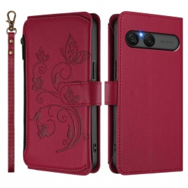 Peněženková Pouzdra Sony Xperia 10 Vii Kryty Na Mobil Květinová Rfid Peněženka