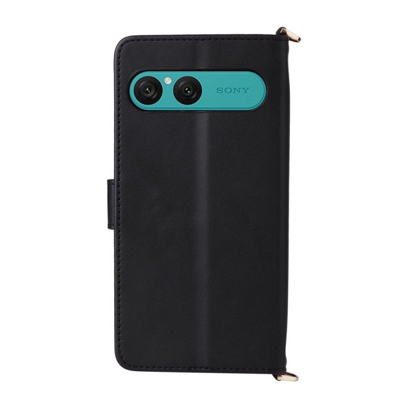 Peněženková Pouzdra Sony Xperia 10 Vii Kryty Na Mobil Prošívaná S Popruhem A Poutkem Na Zápěstí