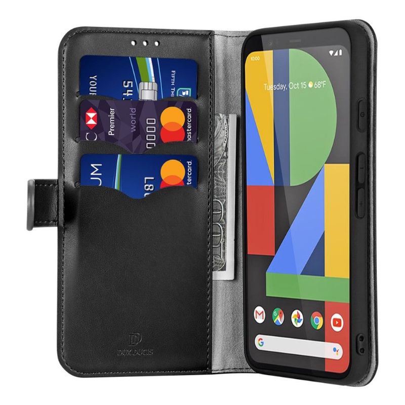 Flipové Pouzdro Na Google Pixel 4 Kožená Řada Kado - Černá