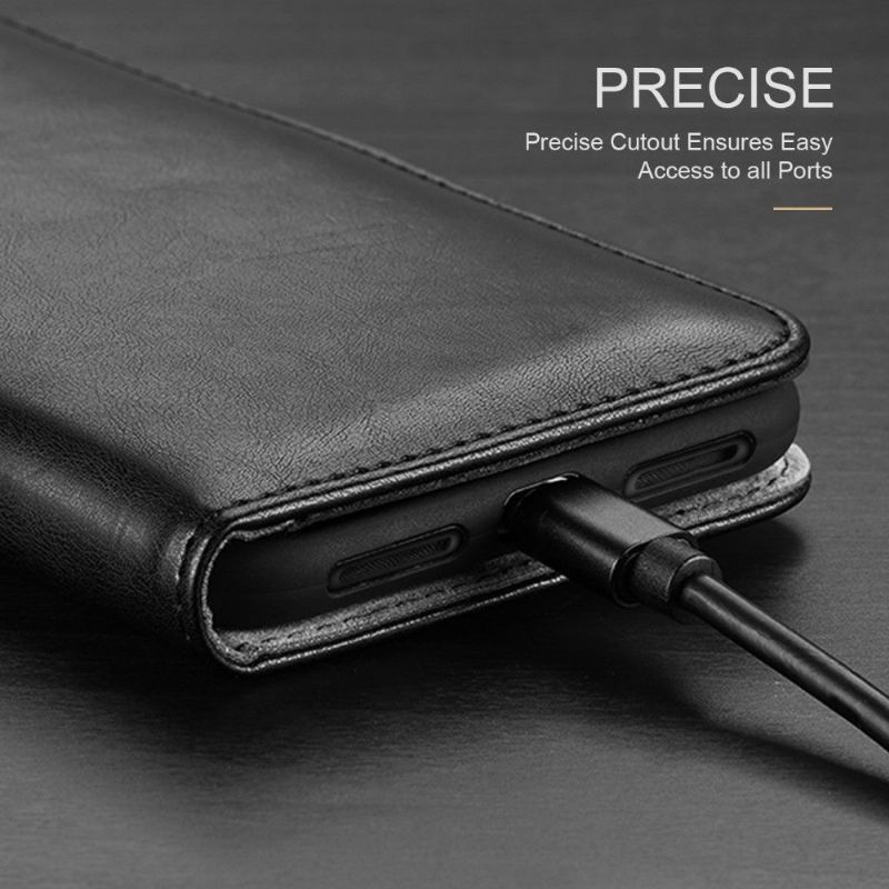 Flipové Pouzdro Na Google Pixel 4 Kožená Řada Kado - Černá