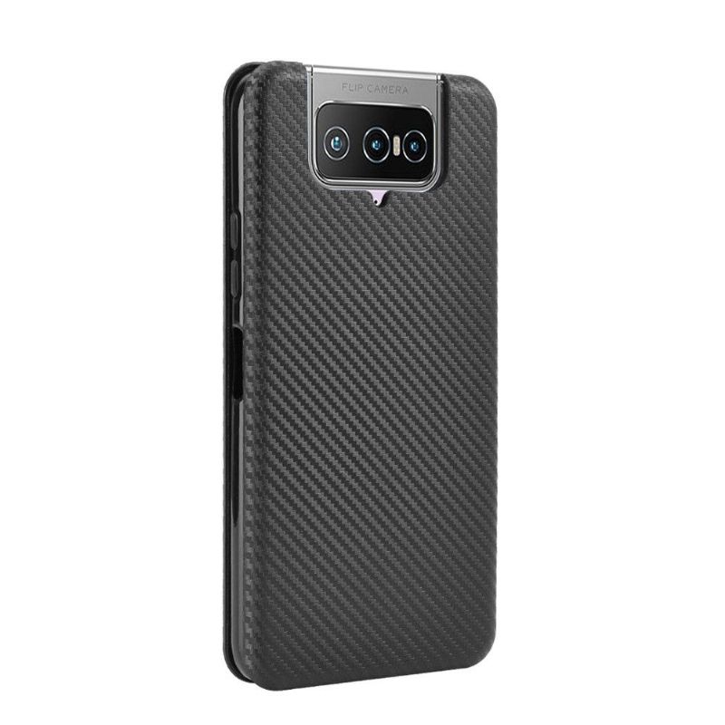 Flipové Pouzdro Na Asus Zenfone 7 / Zenfone 7 Pro Efekt Uhlíkových Vláken