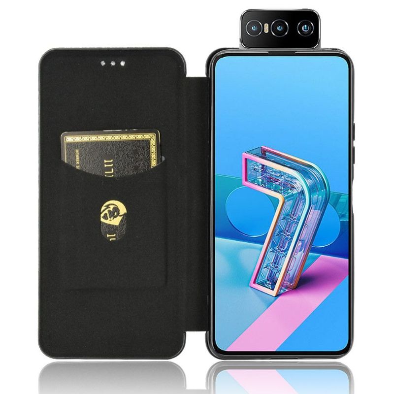 Flipové Pouzdro Na Asus Zenfone 7 / Zenfone 7 Pro Efekt Uhlíkových Vláken