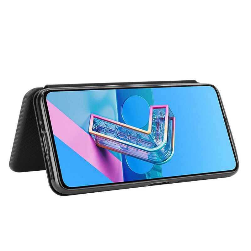 Flipové Pouzdro Na Asus Zenfone 7 / Zenfone 7 Pro Efekt Uhlíkových Vláken