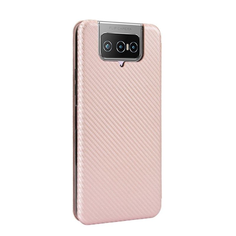 Flipové Pouzdro Na Asus Zenfone 7 / Zenfone 7 Pro Efekt Uhlíkových Vláken