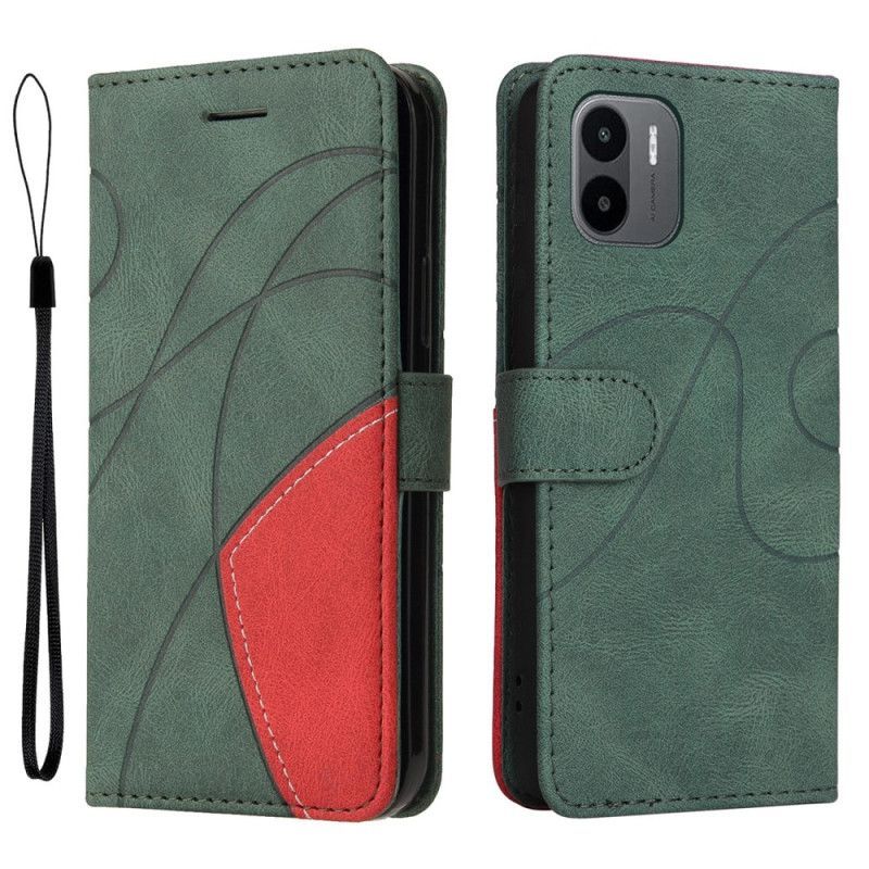 Flipové Pouzdro Na Xiaomi Redmi A1 Dvoubarevná Charakteristická Umělá Kůže
