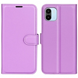 Flipové Pouzdro Na Xiaomi Redmi A1 Klasický Kožený Efekt Litchi