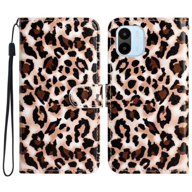 Flipové Pouzdro Na Xiaomi Redmi A1 Na Lana Strappy Leopard Print