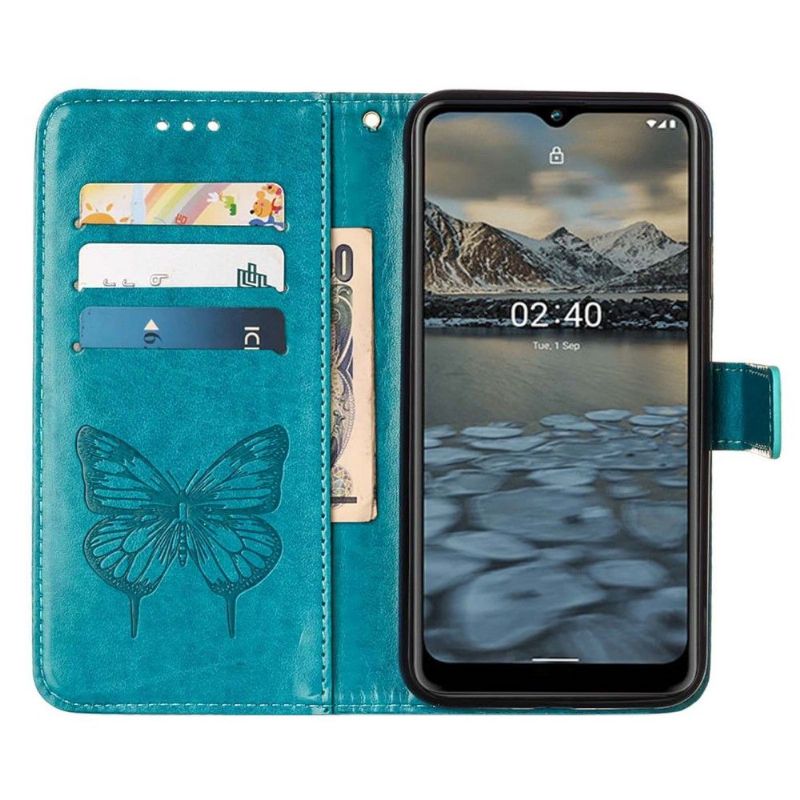 Kožené Pouzdro Na Nokia 2.4 Držák Motýlích Květin