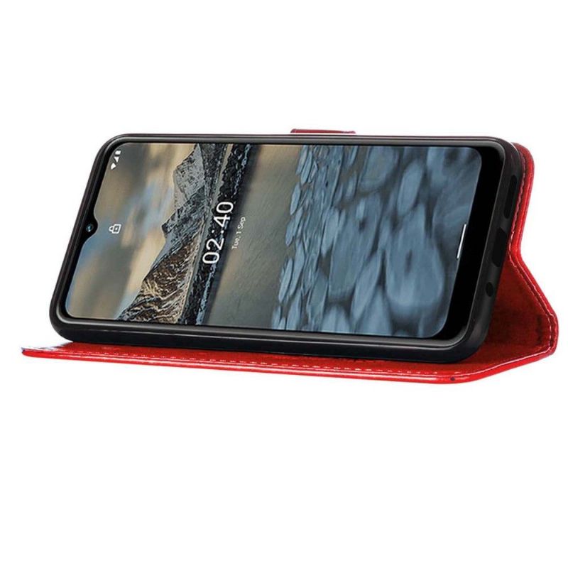 Kožené Pouzdro Na Nokia 2.4 Držák Motýlích Květin