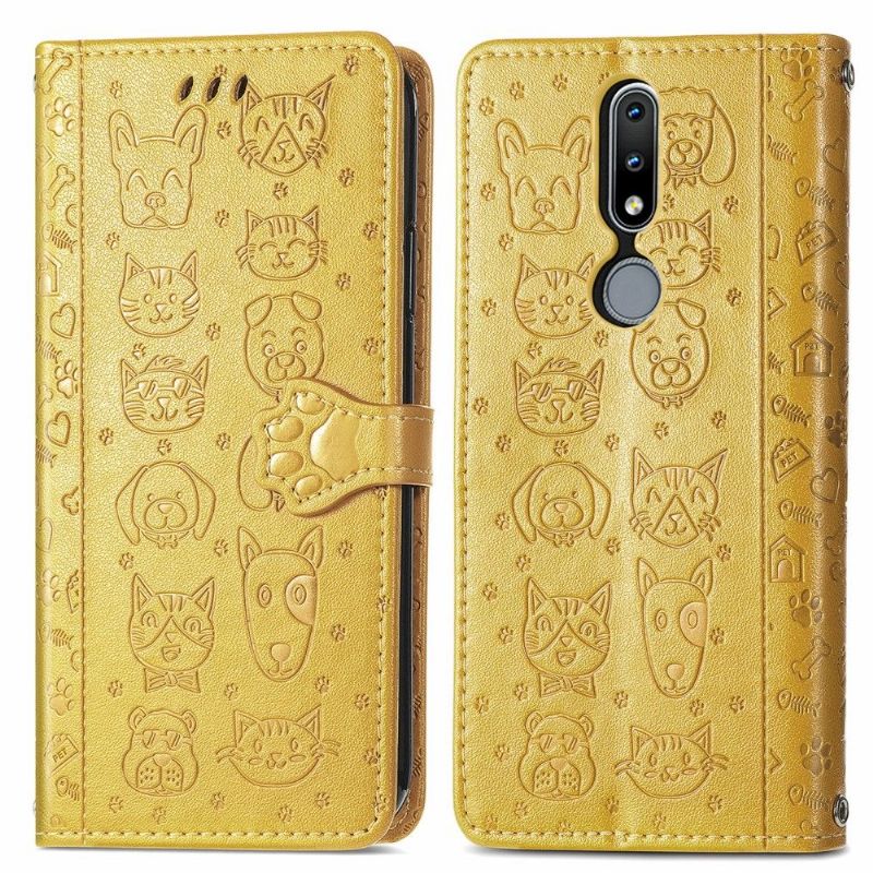 Kožené Pouzdro Na Nokia 2.4 Efekt Reliéfní Kůže Zvířat