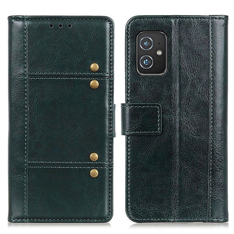 Flipové Pouzdro Na Asus Zenfone 8 Kožený Efekt S Nýty