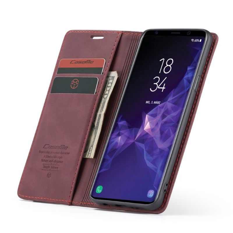 Kožené Pouzdro Na Samsung Galaxy S9 Plus Umělá Kůže - Vínově Červená
