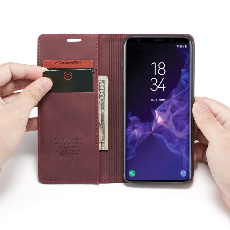 Kožené Pouzdro Na Samsung Galaxy S9 Plus Umělá Kůže - Vínově Červená