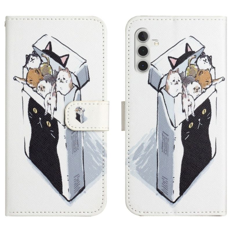 Kožený Kryt Na Samsung Galaxy A17 4g / 5g Krabice S Kočkami