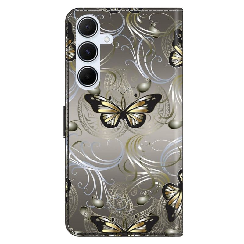 Kožený Kryt Na Samsung Galaxy A17 4g / 5g Krajkové Motýli