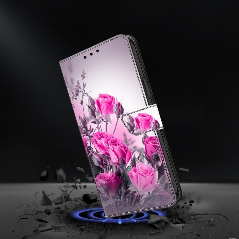 Kožený Kryt Na Samsung Galaxy A17 4g / 5g Pole Fialových Květin