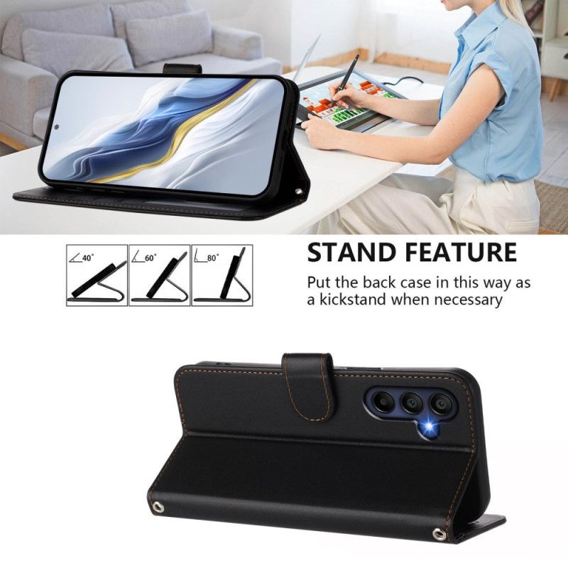 Kožený Kryt Samsung Galaxy A17 4g / 5g Jednoduchý Design Se Šňůrkou Na Krk