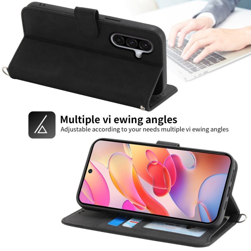 Kožený Kryt Samsung Galaxy A17 4g / 5g Peněženka S Krajkovým Semišovým Efektem