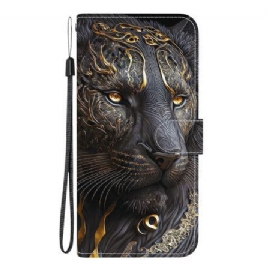 Kožený Kryt Samsung Galaxy A17 4g / 5g Zlatý A Černý Lev