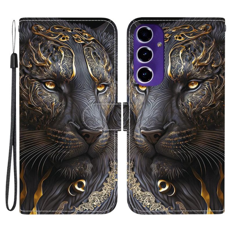 Kožený Kryt Samsung Galaxy A17 4g / 5g Zlatý A Černý Lev