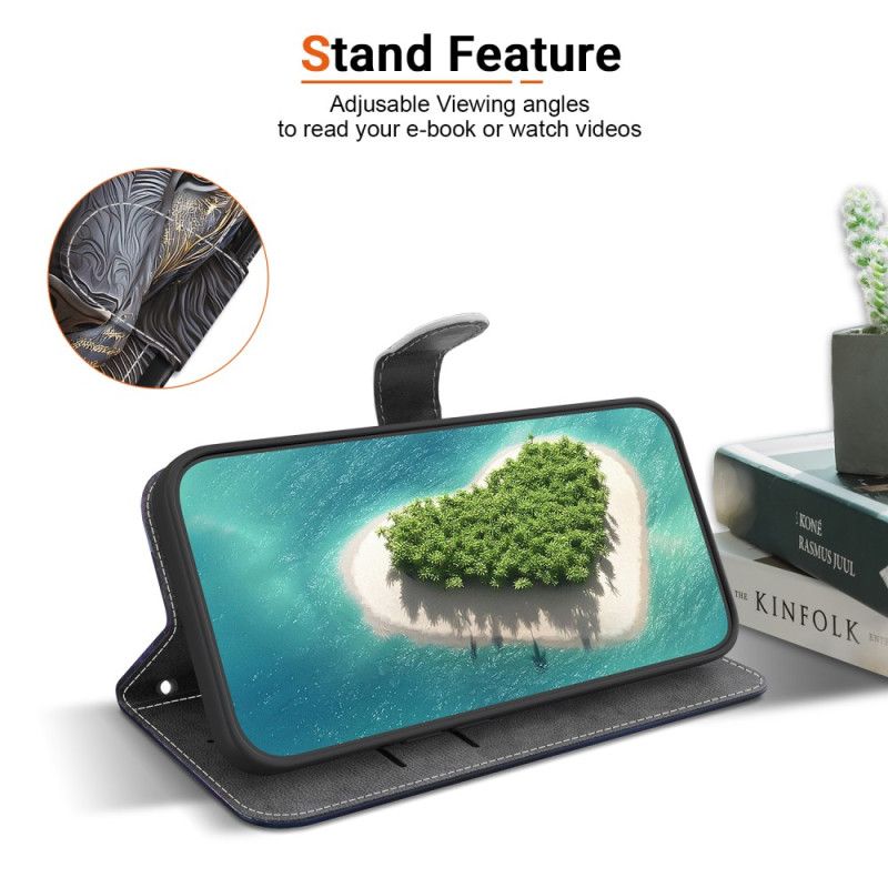 Kožený Kryt Samsung Galaxy A17 4g / 5g Zlatý A Černý Lev