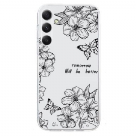 Kryt Na Samsung Galaxy A17 4g / 5g Motýli A Bílé Květiny