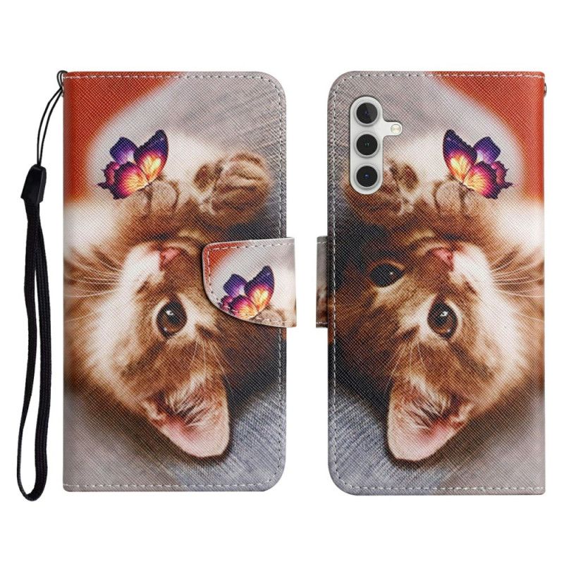 Peněženková Pouzdra Samsung Galaxy A17 4g / 5g Kryty Na Mobil Motýl A Kočka