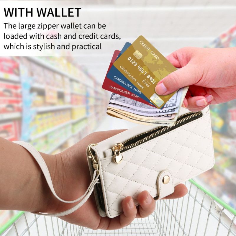 Peněženková Pouzdra Samsung Galaxy A17 4g / 5g Kryty Na Mobil Prošívaná S Popruhem A Ramenní Popruh