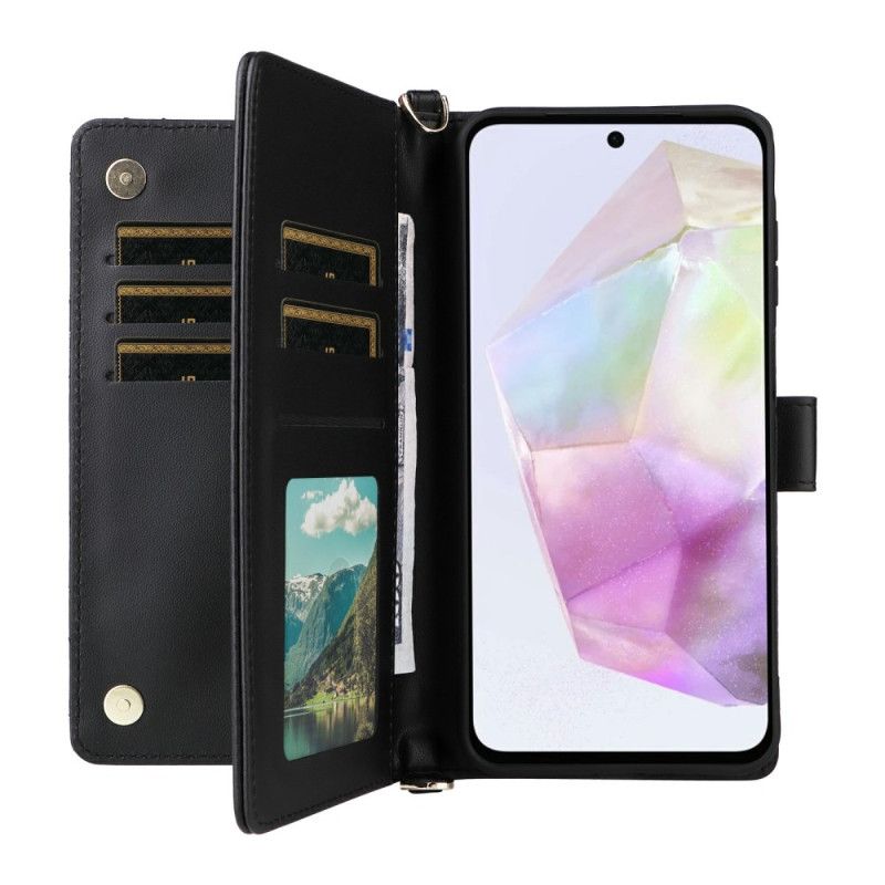 Peněženková Pouzdra Samsung Galaxy A17 4g / 5g Kryty Na Mobil Prošívané S Ramenním Popruhem A Popruhem Na Zápěstí