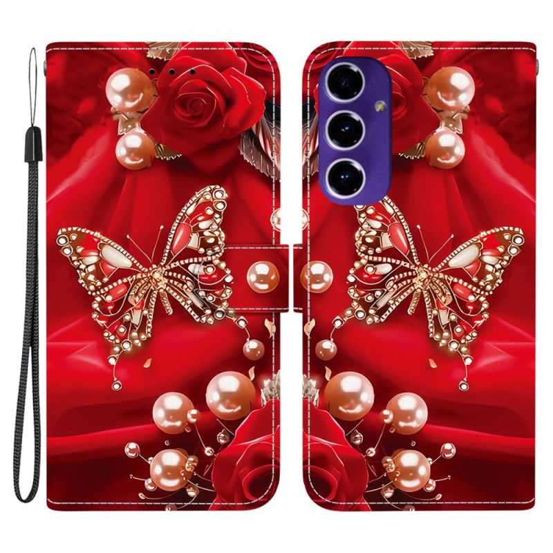 Peněženková Pouzdra Samsung Galaxy A17 4g / 5g Kryty Na Mobil Zlatý A Perleťový Motýl