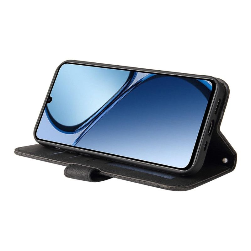 Kožený Kryt Realme Note 60 Dekorativní Nýt S Efektem Semiše