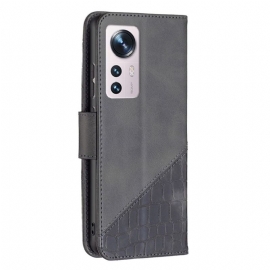 Flipové Pouzdro Na Xiaomi 12 Kožený Efekt Croc Look