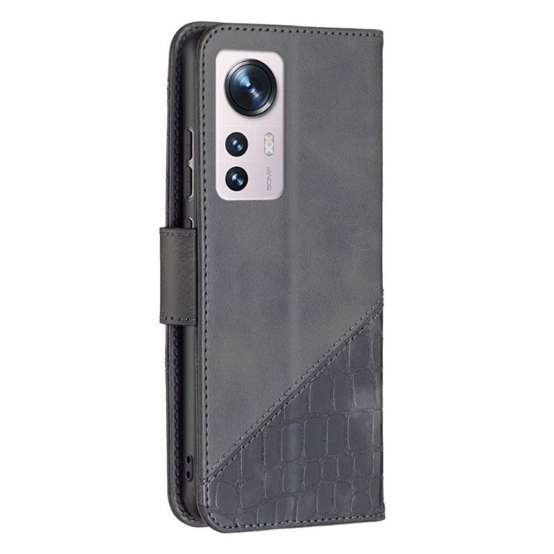Flipové Pouzdro Na Xiaomi 12 Kožený Efekt Croc Look