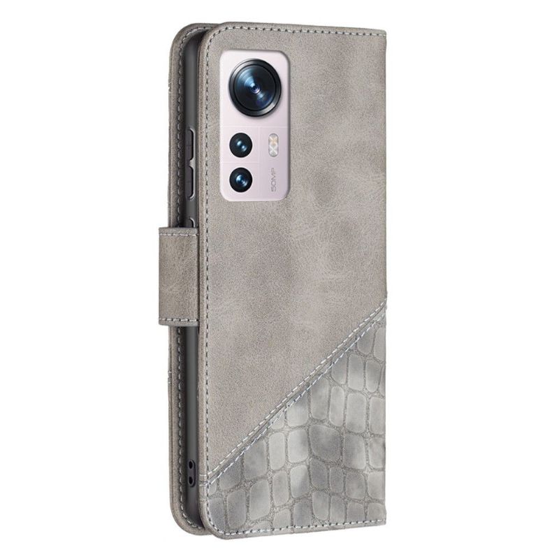 Flipové Pouzdro Na Xiaomi 12 Kožený Efekt Croc Look