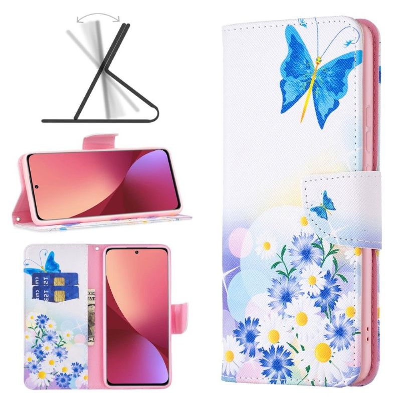 Flipové Pouzdro Na Xiaomi 12 Motýl A Sedmikrásky