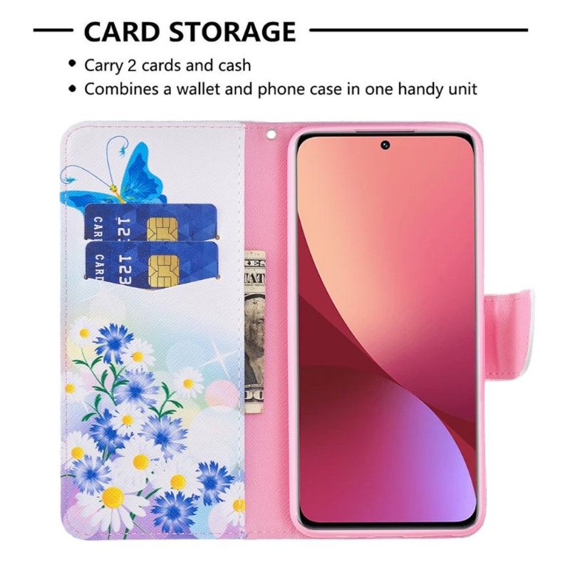 Flipové Pouzdro Na Xiaomi 12 Motýl A Sedmikrásky