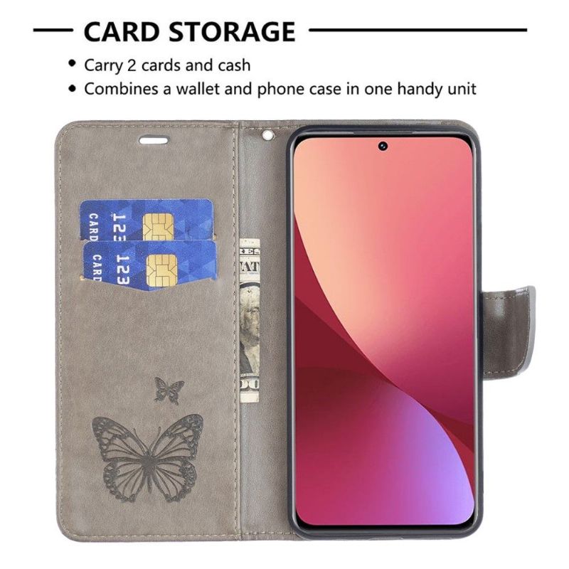 Flipové Pouzdro Na Xiaomi 12 Motýli Podpůrných Funkcí