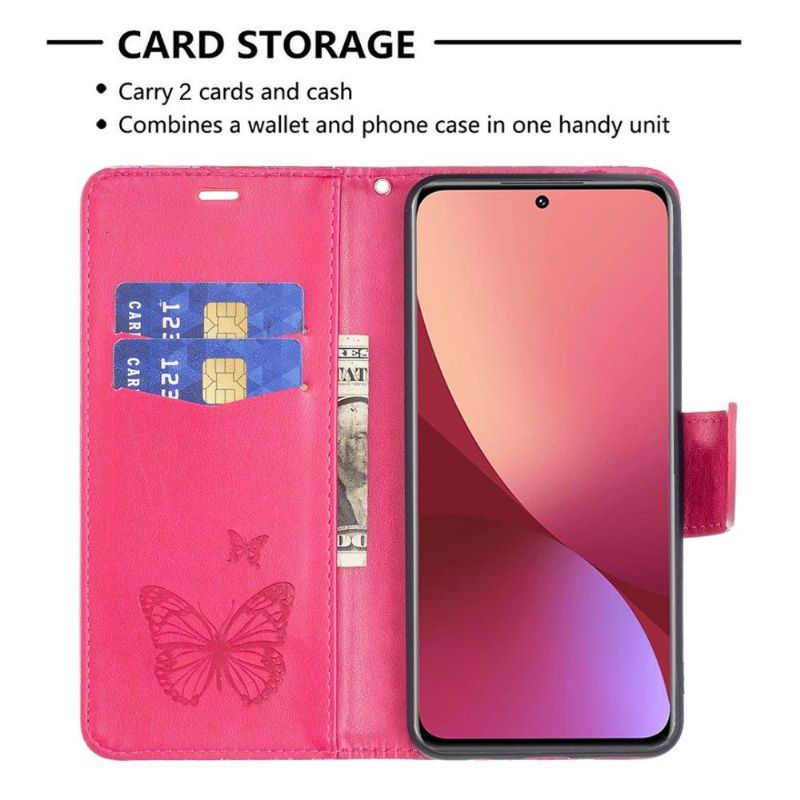 Flipové Pouzdro Na Xiaomi 12 Motýli Podpůrných Funkcí