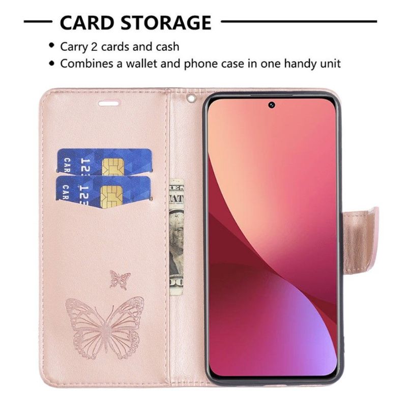 Flipové Pouzdro Na Xiaomi 12 Motýli Podpůrných Funkcí