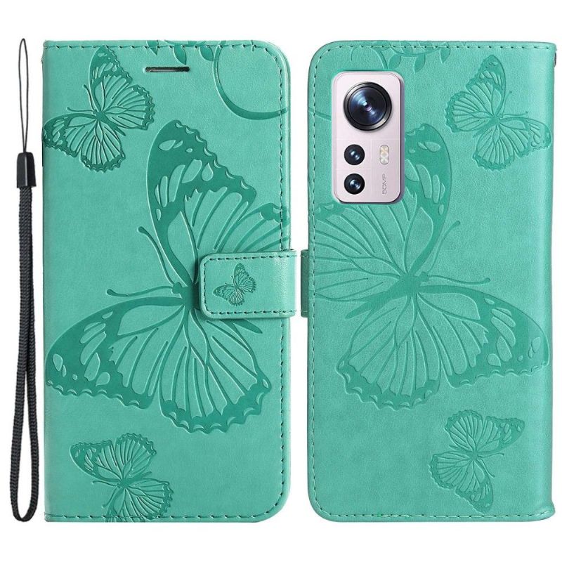 Flipové Pouzdro Na Xiaomi 12 Motýli Podpůrných Funkcí