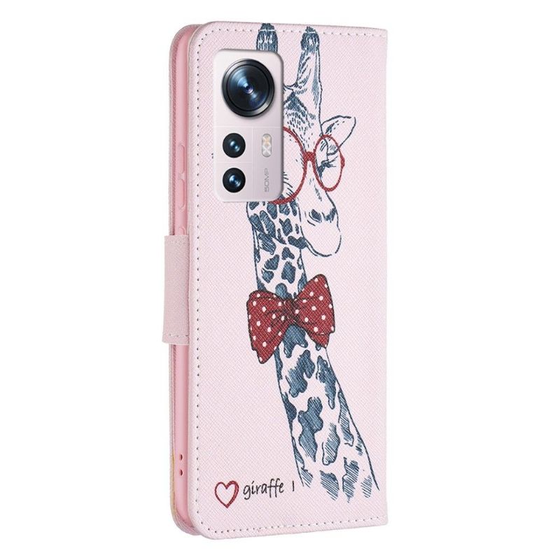 Flipové Pouzdro Na Xiaomi 12 Žirafa S Brýlemi