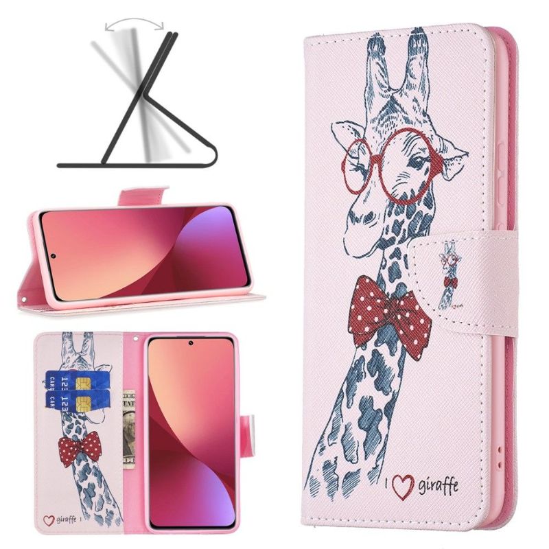 Flipové Pouzdro Na Xiaomi 12 Žirafa S Brýlemi